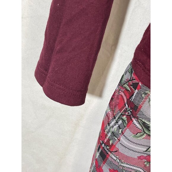 bongo long sleeve shirt red floral sheer swoop neck polyester blend large READ - Picture 5 of 11